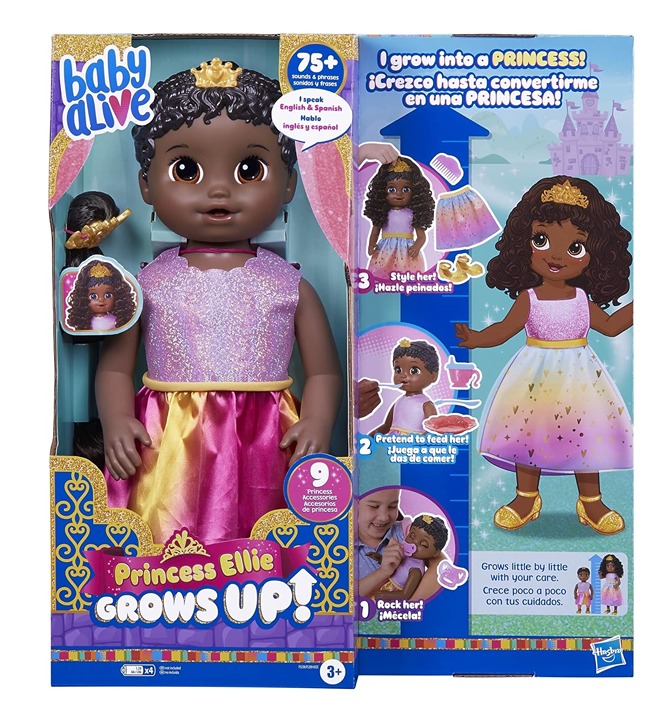 NEW Baby Alive Princess Ellie Grows Up Black Hair Doll 18 African American She