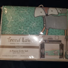 Trend Lab Sawyer Woodland Creatures Fox Owl 3-Piece Crib Bedding Set Quilt Sheet