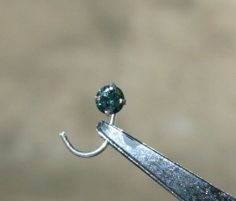 2.86mm 100% REAL NATURAL BLUE DIAMOND NOSE SCREW,RING w/CERTIFICATE, LARGE STUD