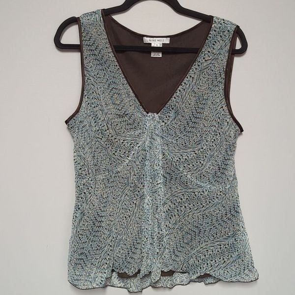 NWT Nine West Blue V Neck Tank Top