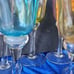 Lot of 7: 6 Glass Tulip Votives, 1 bowl rosella Rare Tall Stemmed Candelabra