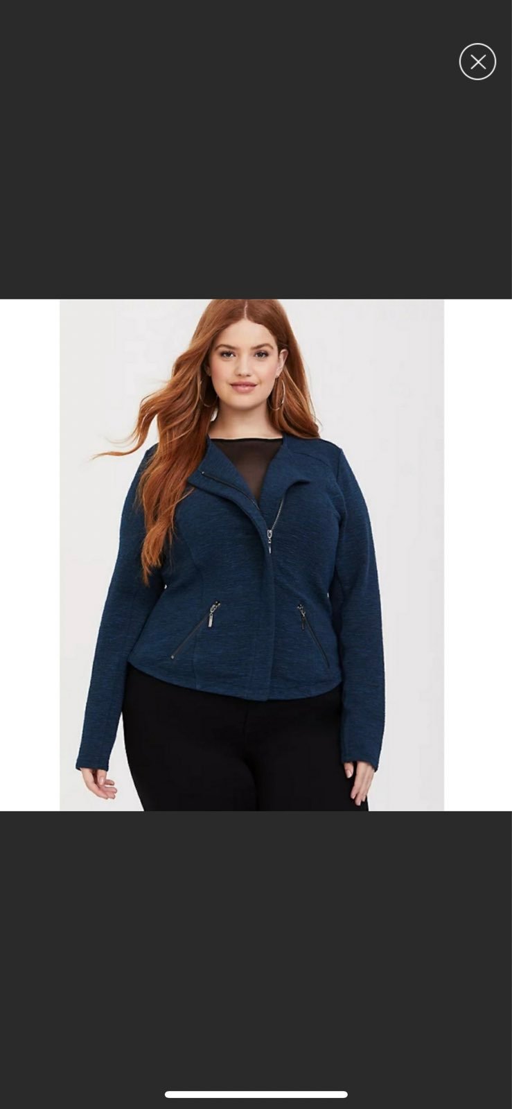 Torrid Blue Knit Zip Moto Jacket Plus 1X
