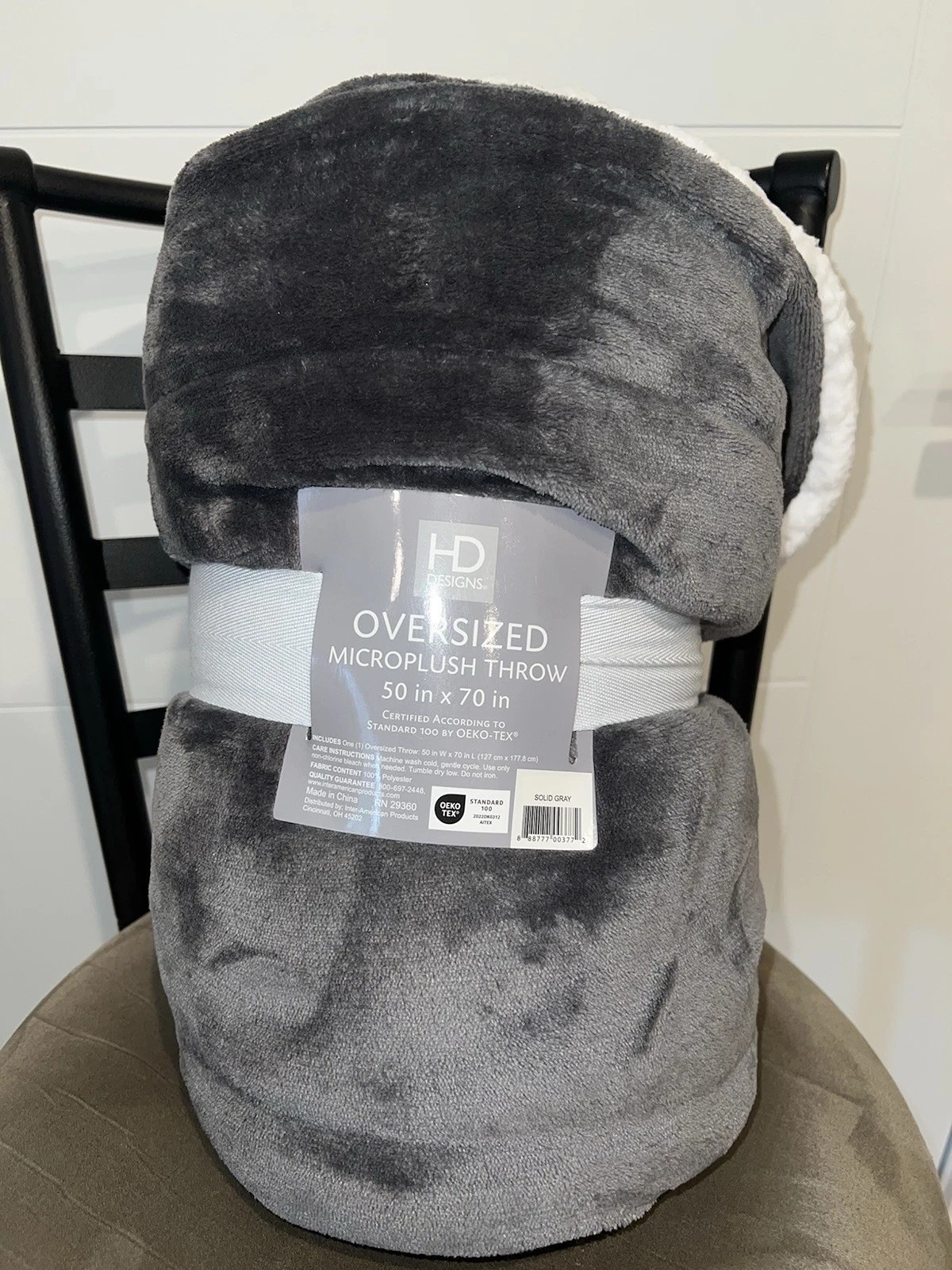 HD Designs Oversized Sherpa Fleece Throw Blanket 50x70 – Super Soft, Gray, New!