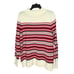 Talbots Fair Isle Mock Turtleneck Wool Blend Red Cream Black Sweater Size Medium