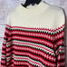 Talbots Fair Isle Mock Turtleneck Wool Blend Red Cream Black Sweater Size Medium