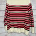 Talbots Fair Isle Mock Turtleneck Wool Blend Red Cream Black Sweater Size Medium
