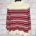Talbots Fair Isle Mock Turtleneck Wool Blend Red Cream Black Sweater Size Medium