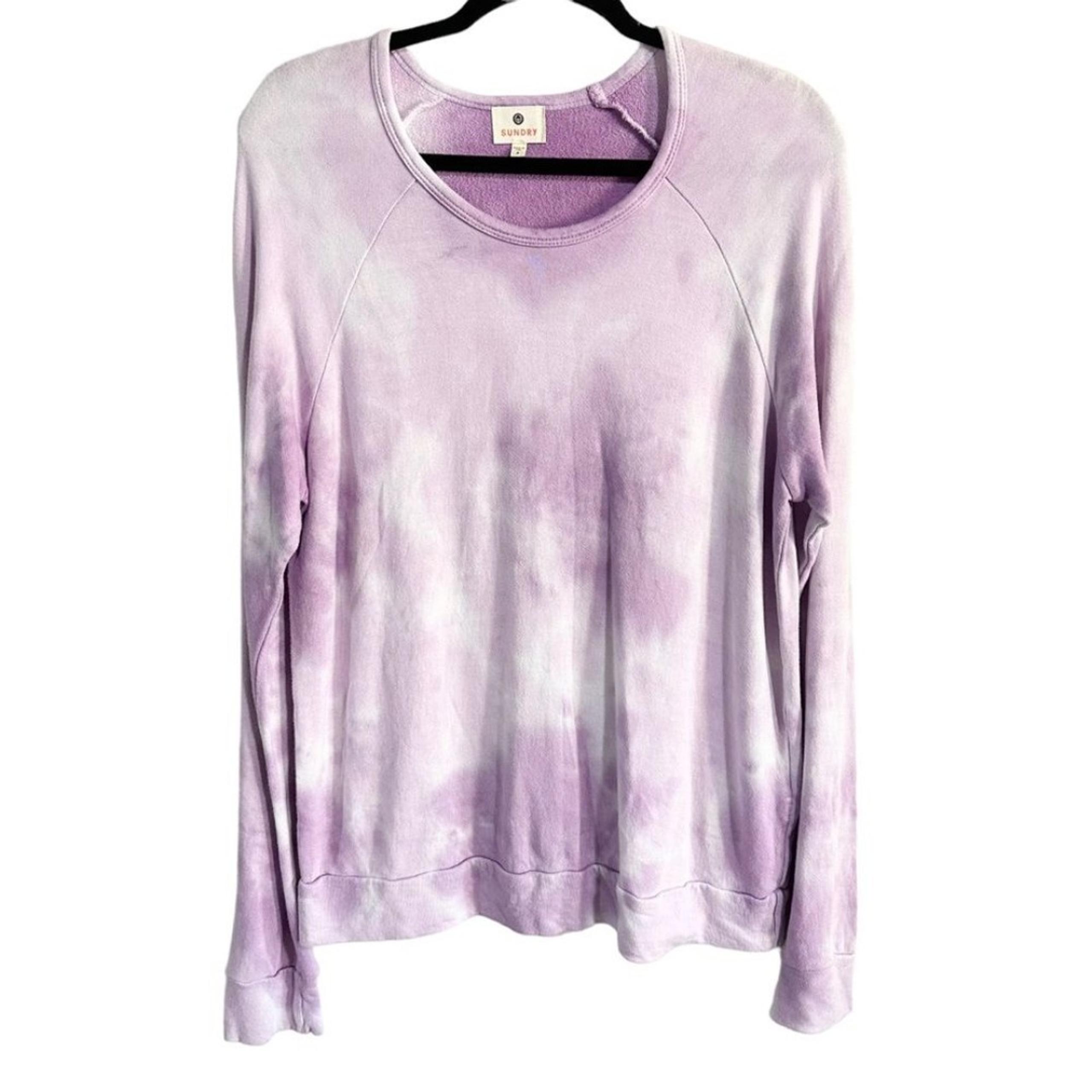Sundry Lilac Purple Tie Dye Long Sleeve Pullover Sweatshirt Size 2 NWOT
