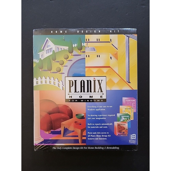 Planix Home for Windows 1993 Home Design Kit CAD Compatible Floppy Disk VTG PC