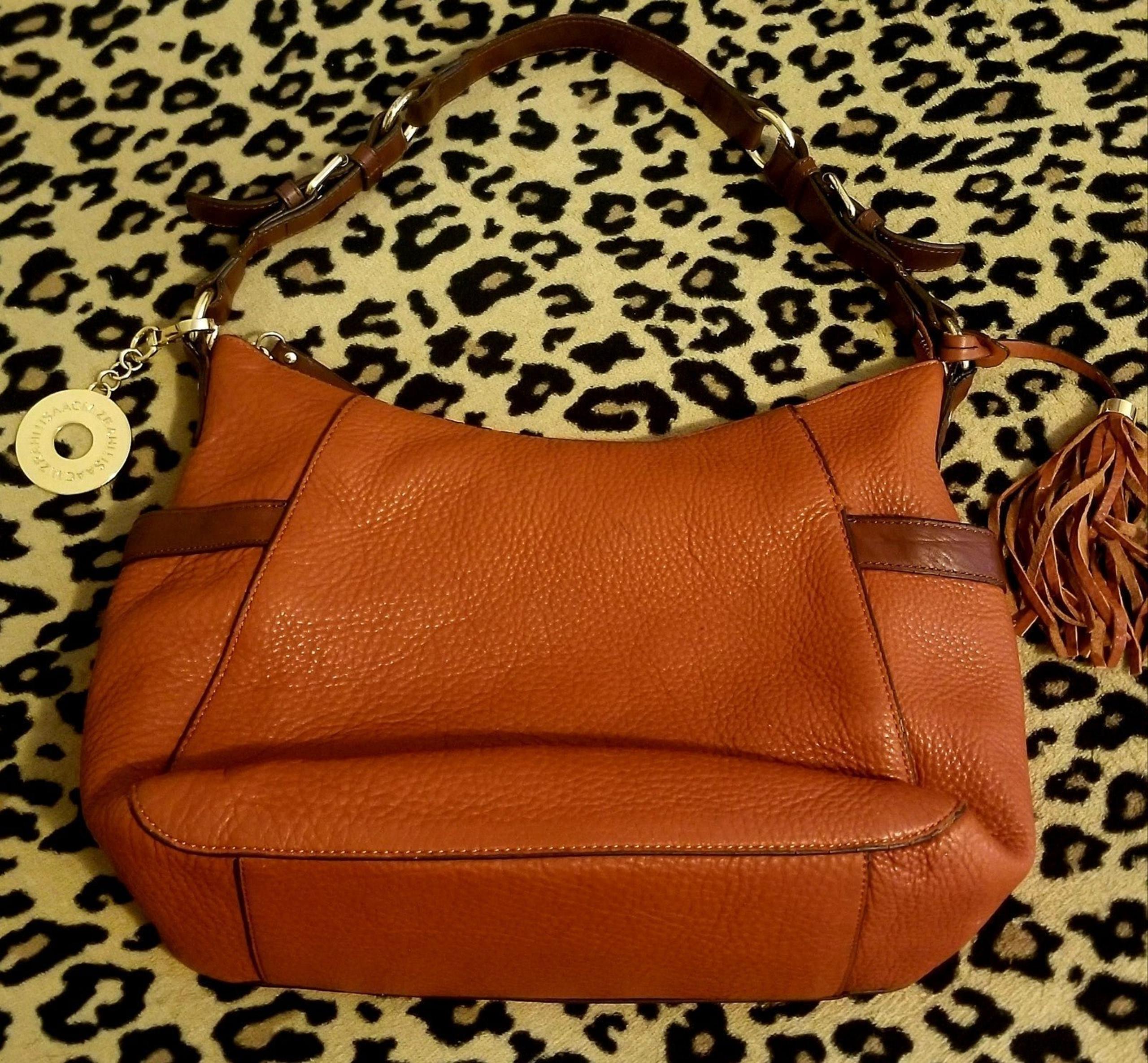 ISAAC MIZRAHI Pebbled Leather Shoulder Bag ☆Used☆