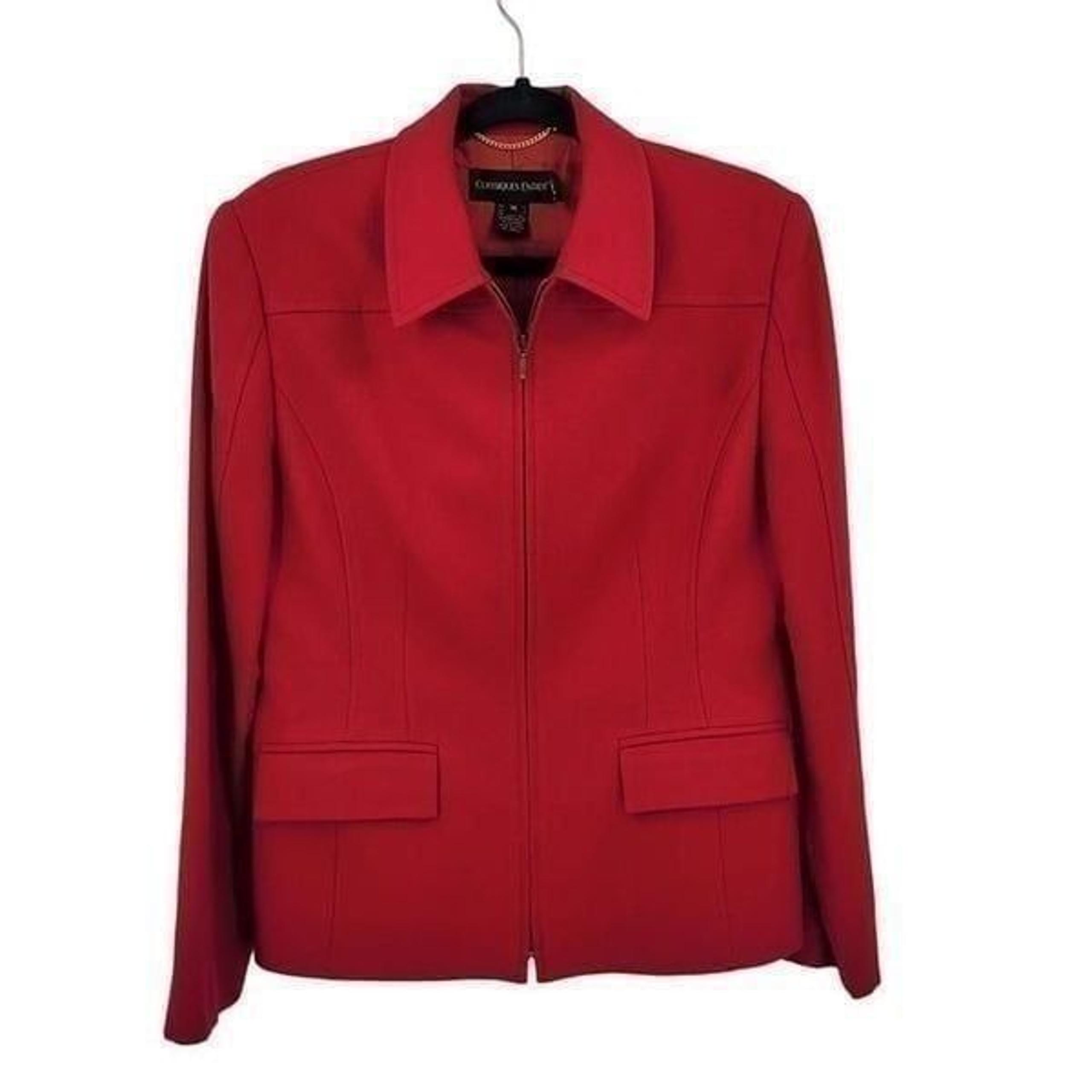 Vintage Classiques Entier Wool Blazer Jacket M Red Zip Up Designer Sanyo Japan
