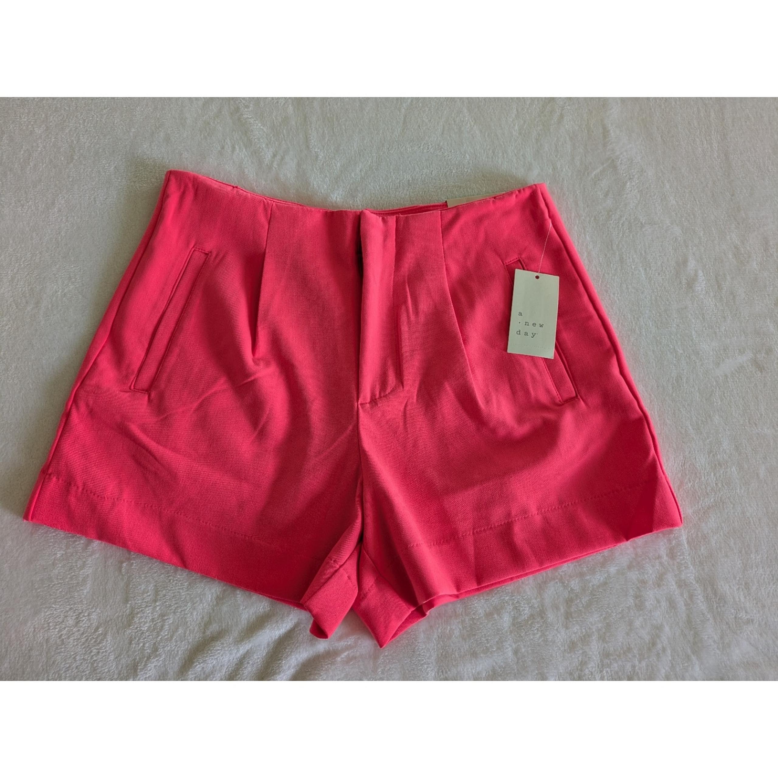 A New Day Shorts Hot Pink Womens Size 10 Pockets Midi Stretch Elastizado