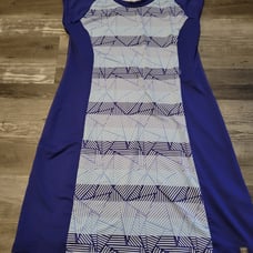 TITLE NINE Womens Geometric Striped Gidget 2.0 Athletic Zip Pocket Dress Size L