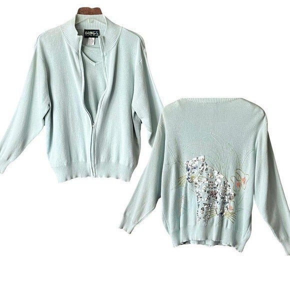 Rohit Knit Cardigan Sweater Mint