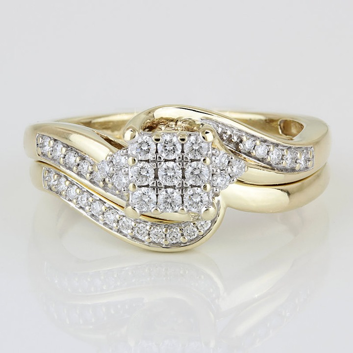 10KYG Diamond Engagement Ring Wedding Band Set