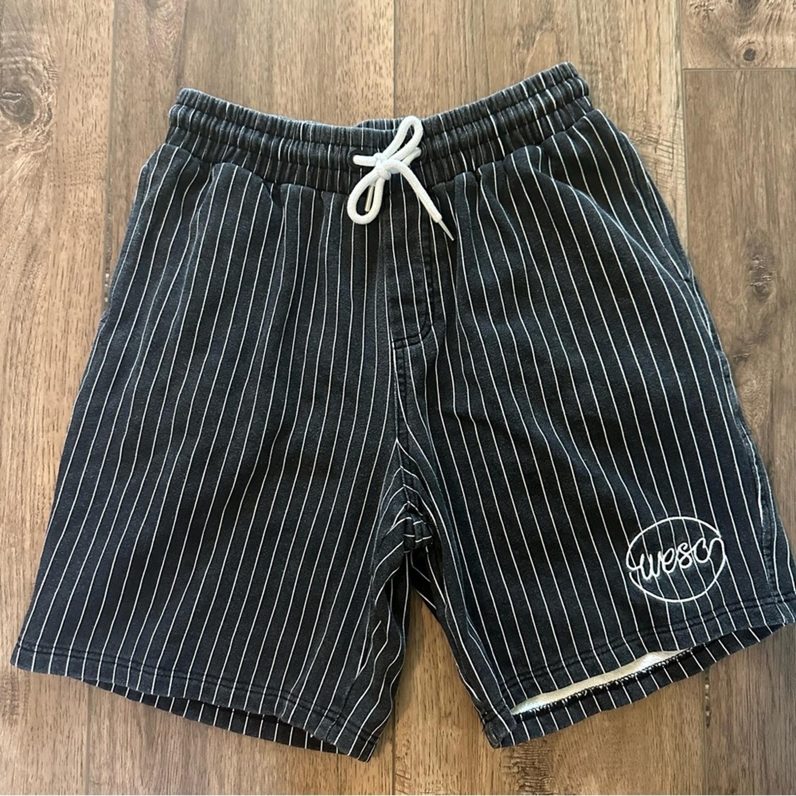Conspiracy by WeSC Men's Black w/ White Pinstripe Athletic Shorts, Pockets, S