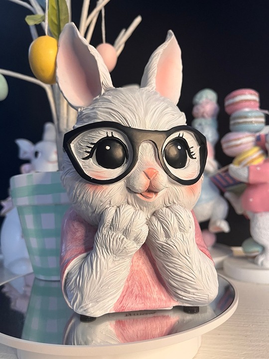 Spring Easter Bunny Girl Statue NWT