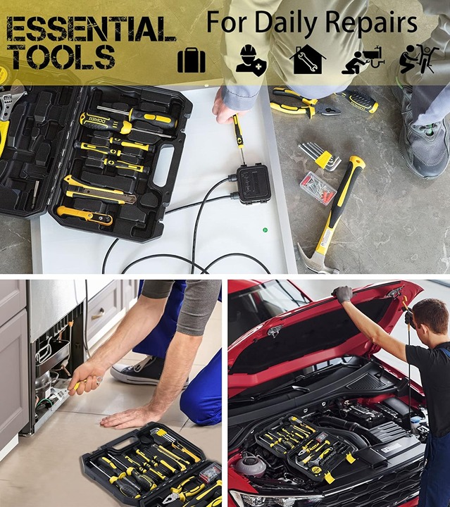 Auto Repair Household Tool Kit Excellent anti oil and rust (128pcs)-8waz