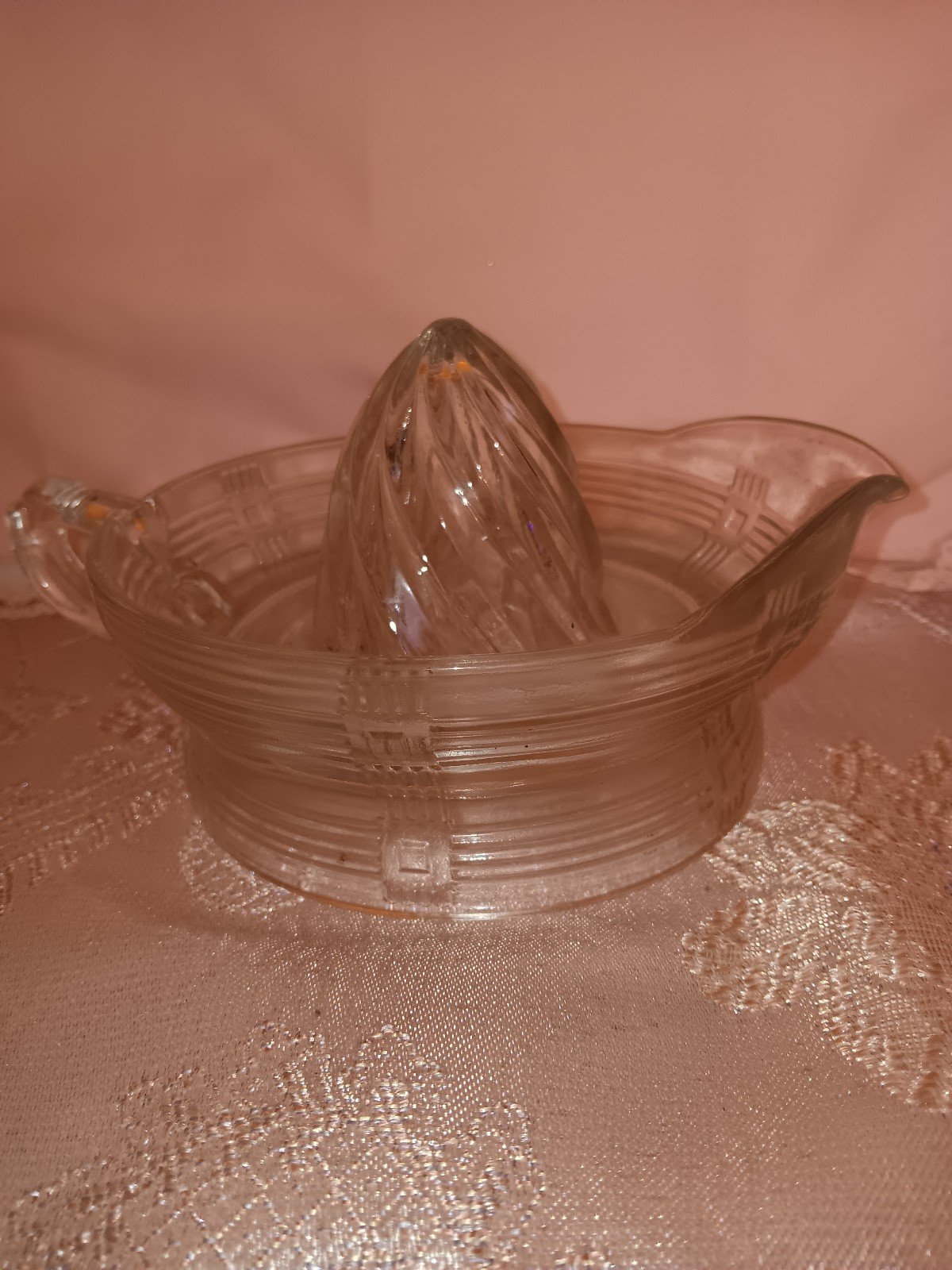 Antique Hazel Atlas Clear Criss Cross Orange Juice Squeezer