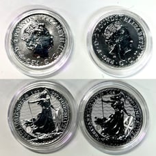 Lot of (2) - 2022 UK Silver Britannia .999 1 oz Fine Silver Coins