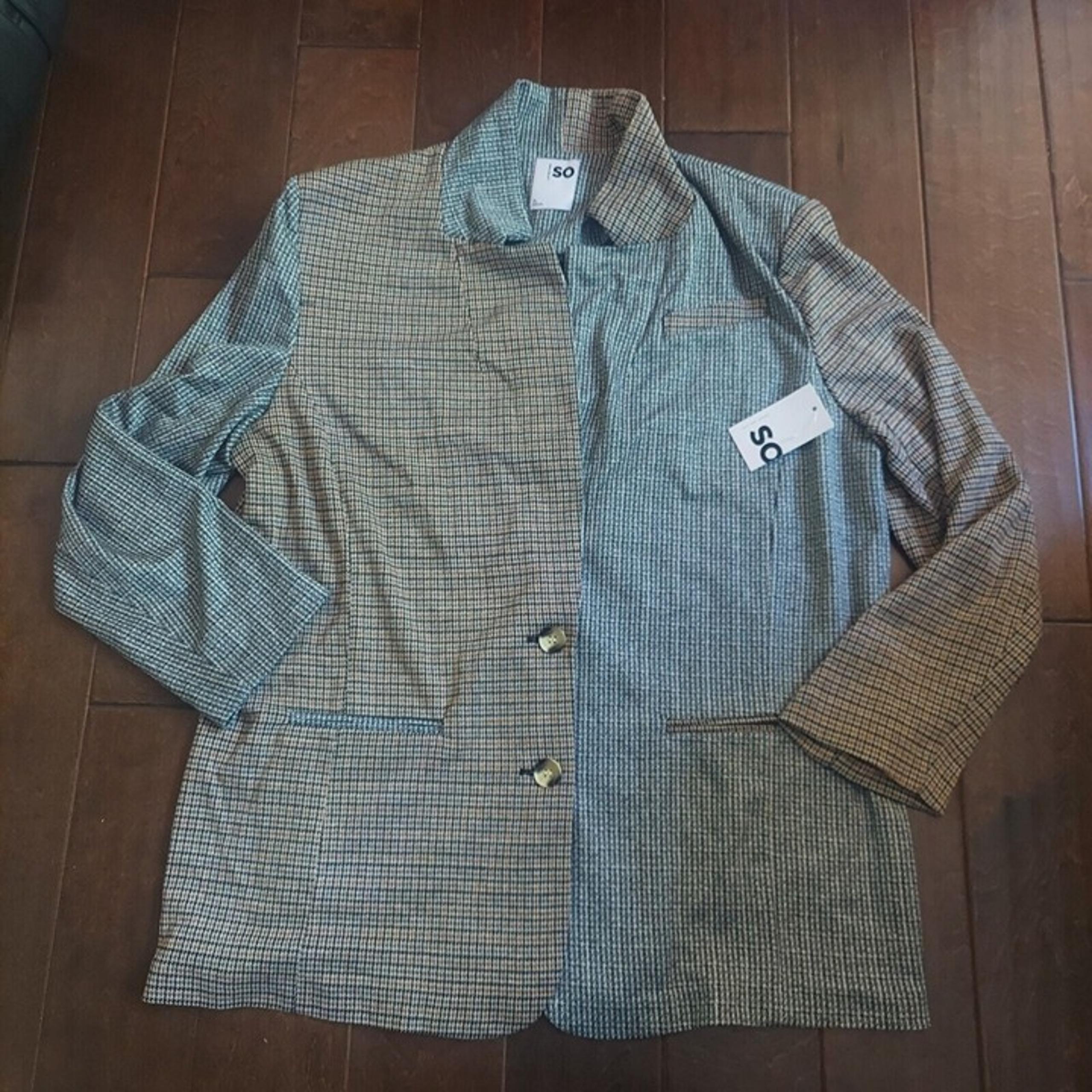 Sonoma Goods For Life Jacket Women Sz XL Plaid Brown Gray Knit Blazer Jacket NWT