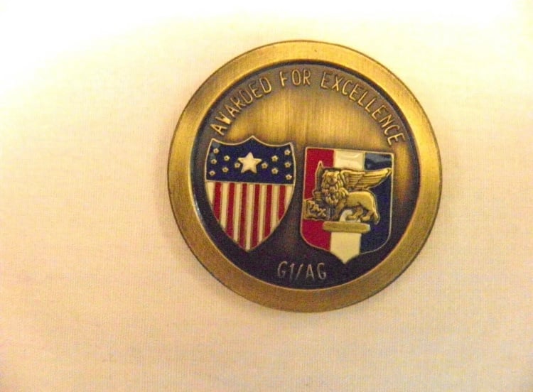 Southern European Task Force SETAF Challenge Coin Awarded for Excellence. G1/AG