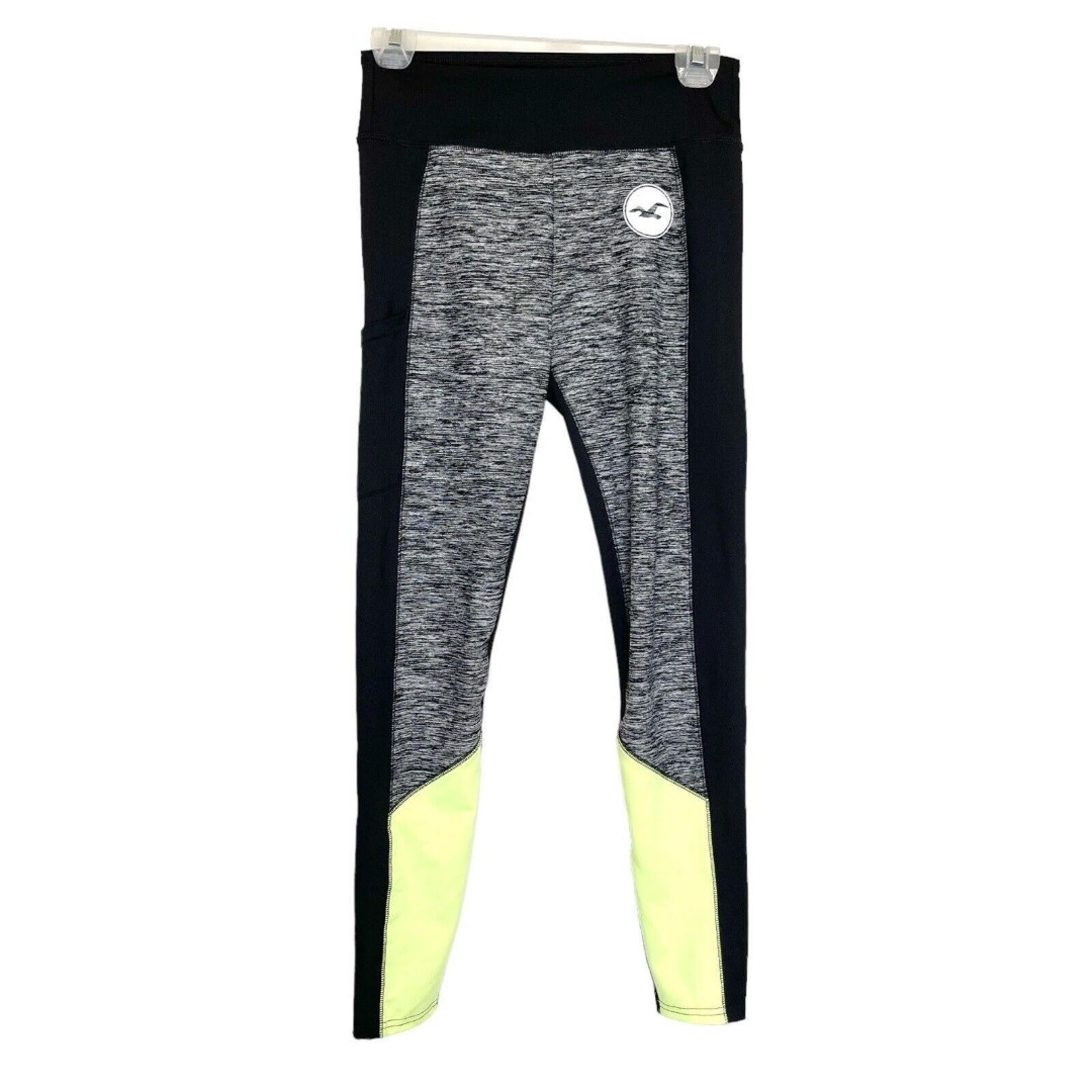 Hollister Womens Leggings Sz Small Crop Mid Rise Logo Black Activewear Workout