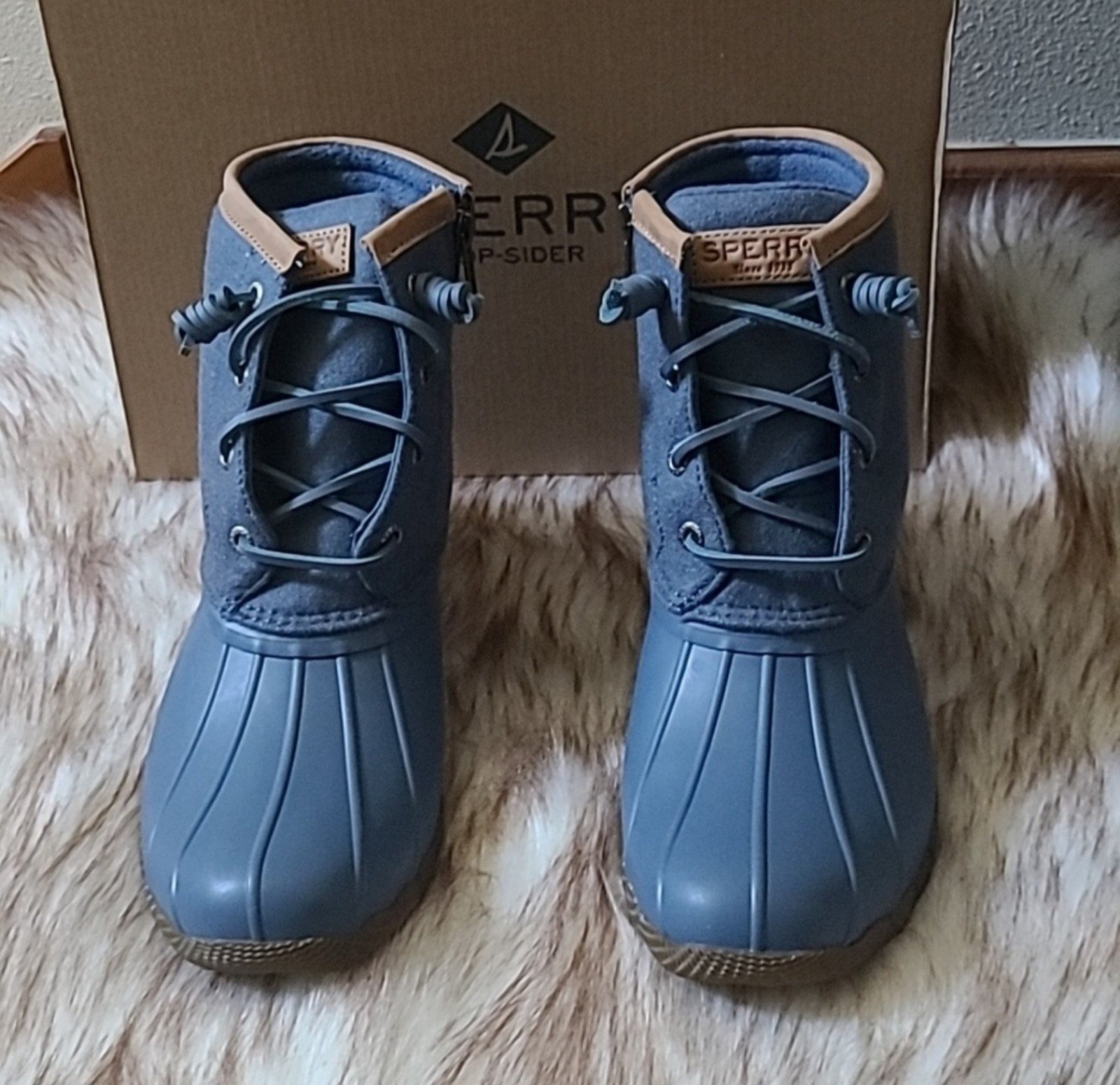 Sperry duck boots gray outlet and blue