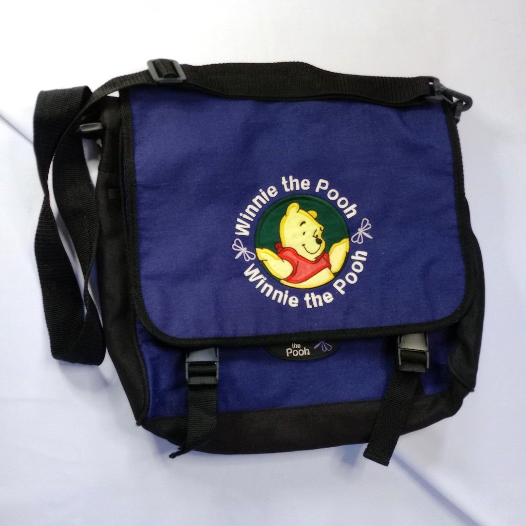 Winnie the Pooh Embroidered Canvas Satchel Bookbag Tote Adjustable Strap
