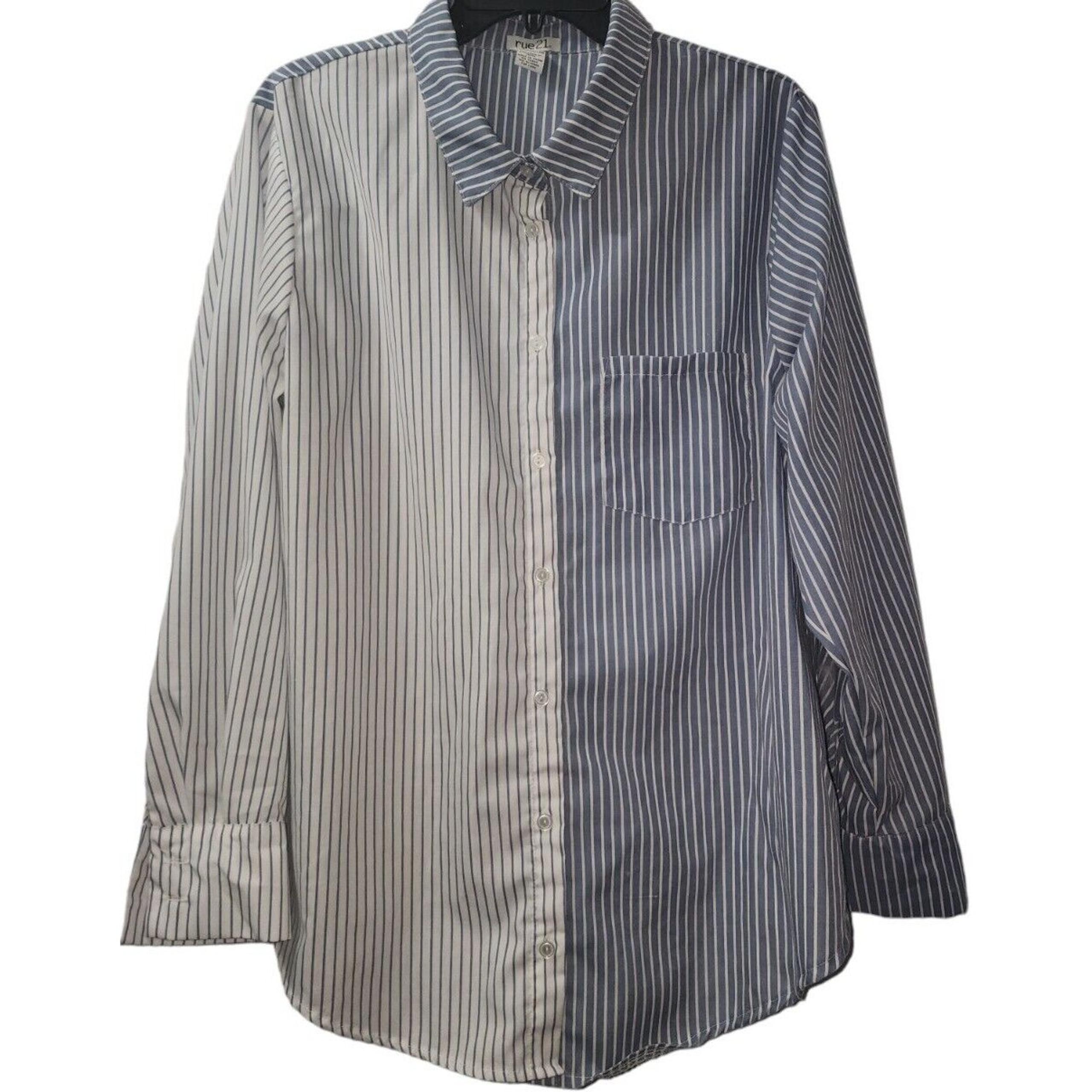 Rue 21 Striped Button-Up Shirt Long Sleeve Career Casual Top