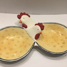 Rooster Serving Dish Double Divided
