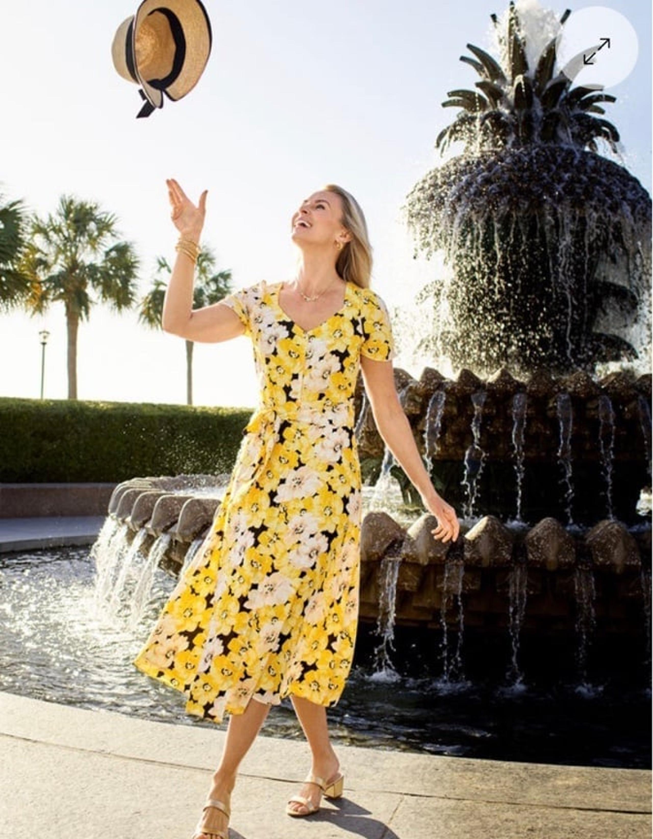 Talbots Stretch Crepe Midi Floral Dress