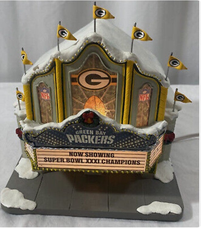 Vintage Green Bay Packers Movie Theater Hawthorne Christmas Village Light up