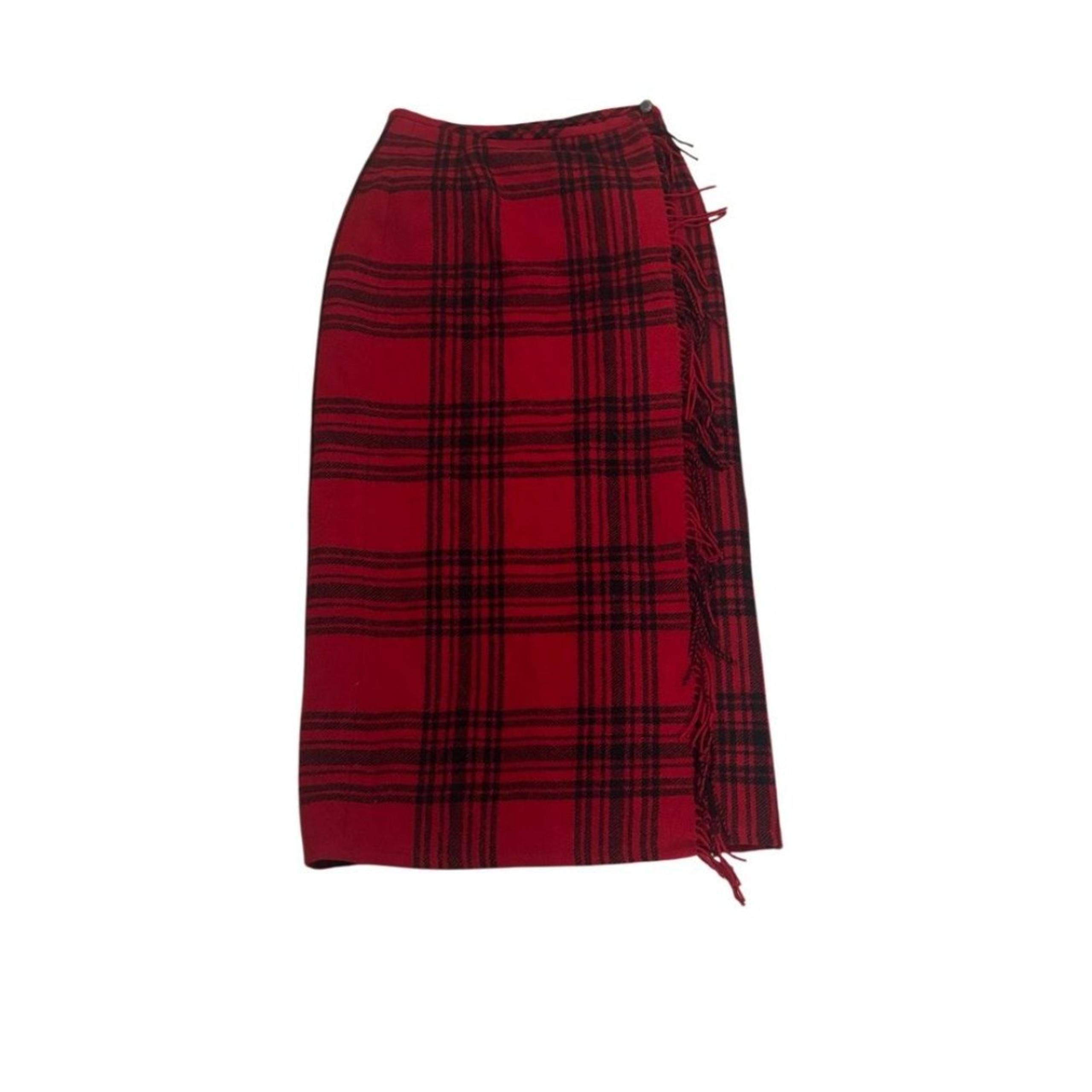 Vintage Eddie Bauer Wrap Blanket Skirt Women 6 Wool Blend Scottish Tartan Maxi