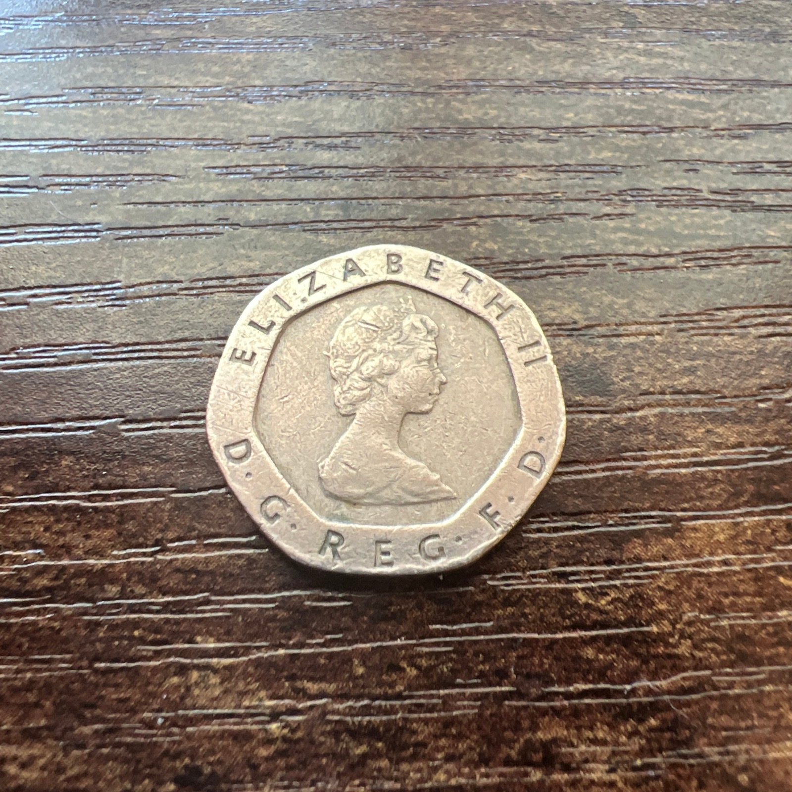 1982 Twenty Pence Elizabeth II UK Coin D. G. Reg. F. D. Rare Collectible