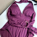 Kate Spade belted plunging halter one piece swimsuit NWT medium cabernet purple
