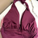 Kate Spade belted plunging halter one piece swimsuit NWT medium cabernet purple
