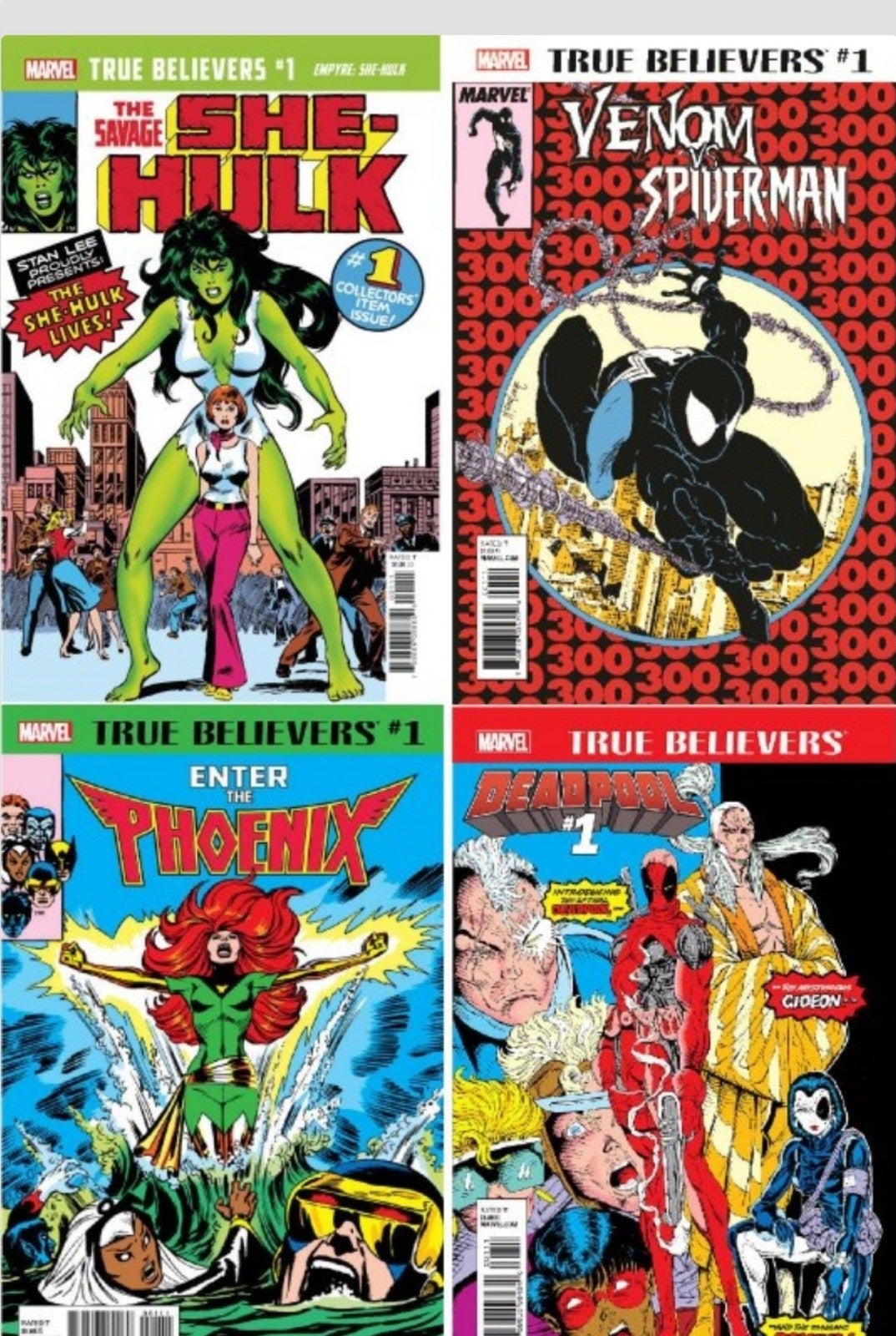 True Believers AMAZING SPIDERMAN 300 NEW MUTANTS 98 SHE HULK 1 XMEN 101