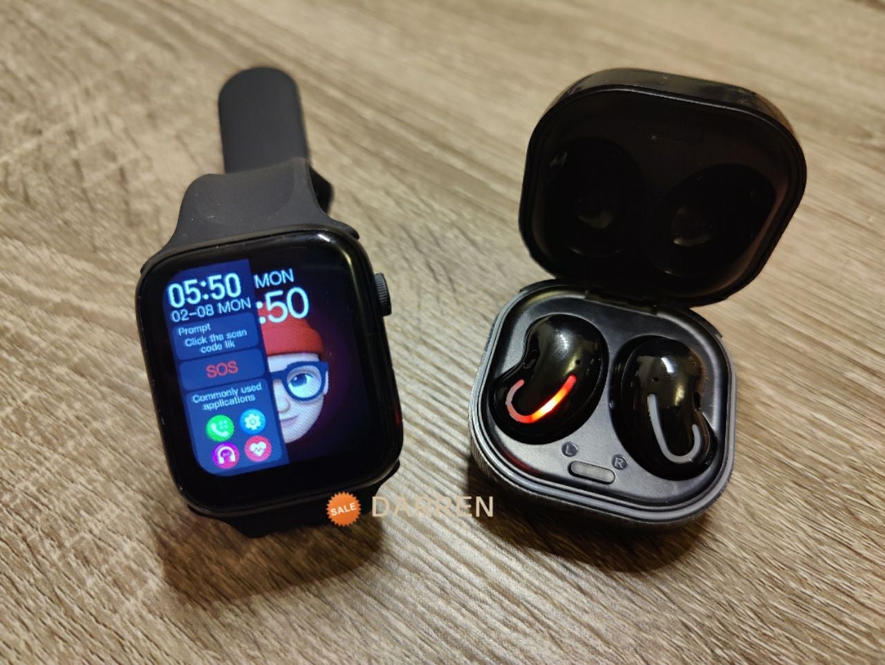 COMBO~Smart Watch Sports Tracker Bluetooth Call + Bluetooth Earbuds Earphone