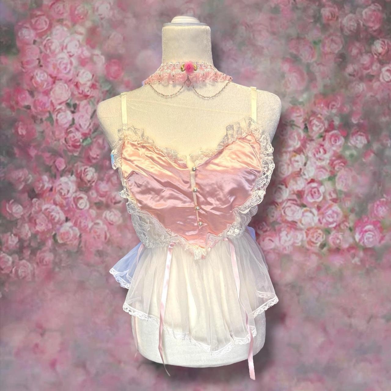BNWT Vintage Emil Bole Coquette Heart Lingerie Top – Size Medium