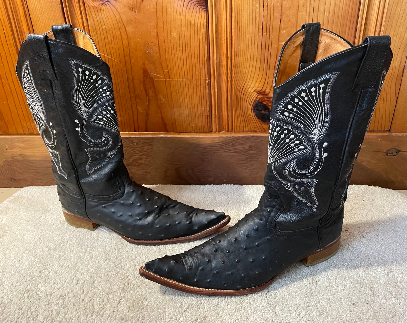 Old Corral Vintage Ostrich Black Cowboy Boots