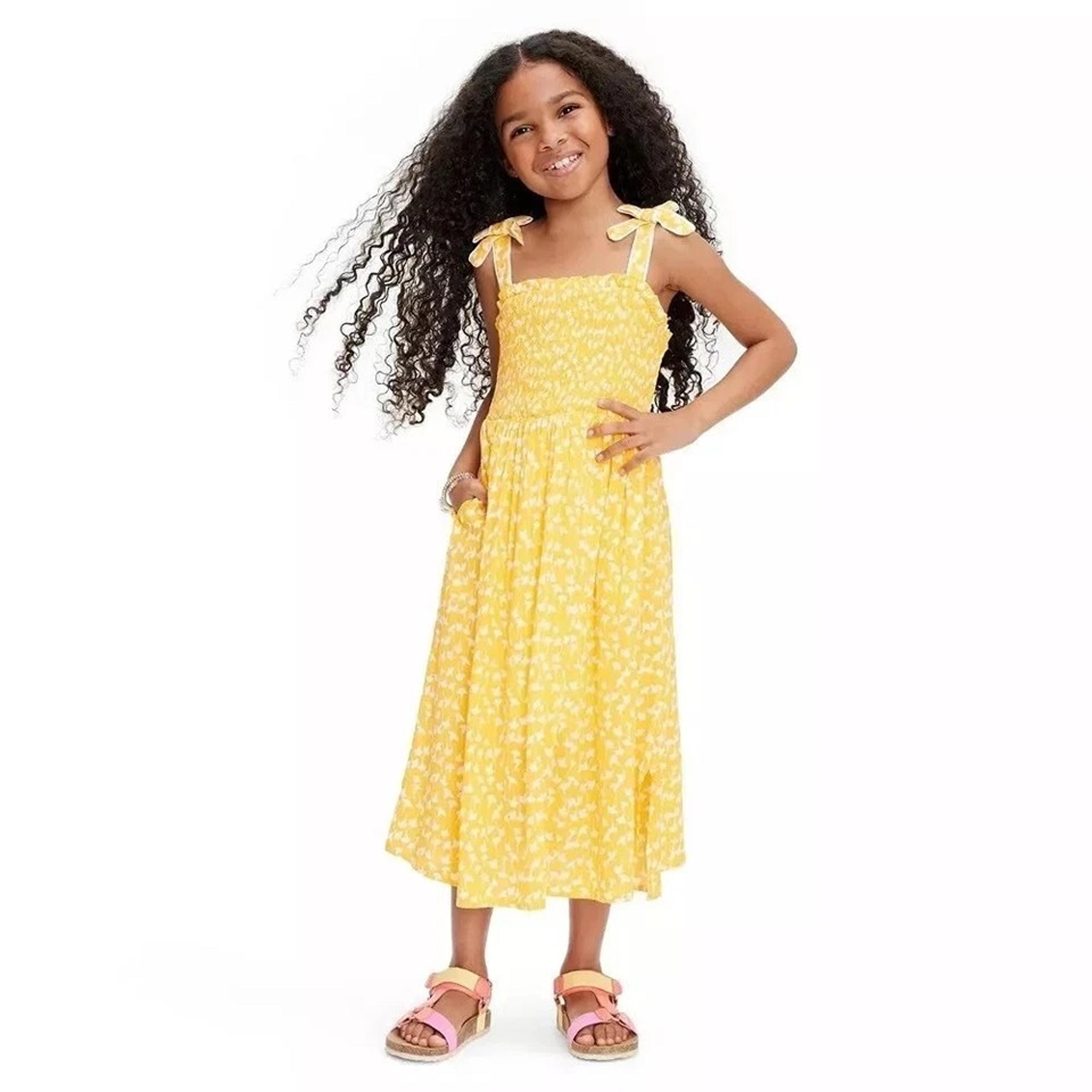 Girls Diane Von Furstenberg Target Sundress Yellow Tie Strap Ginkgo S (6-7)