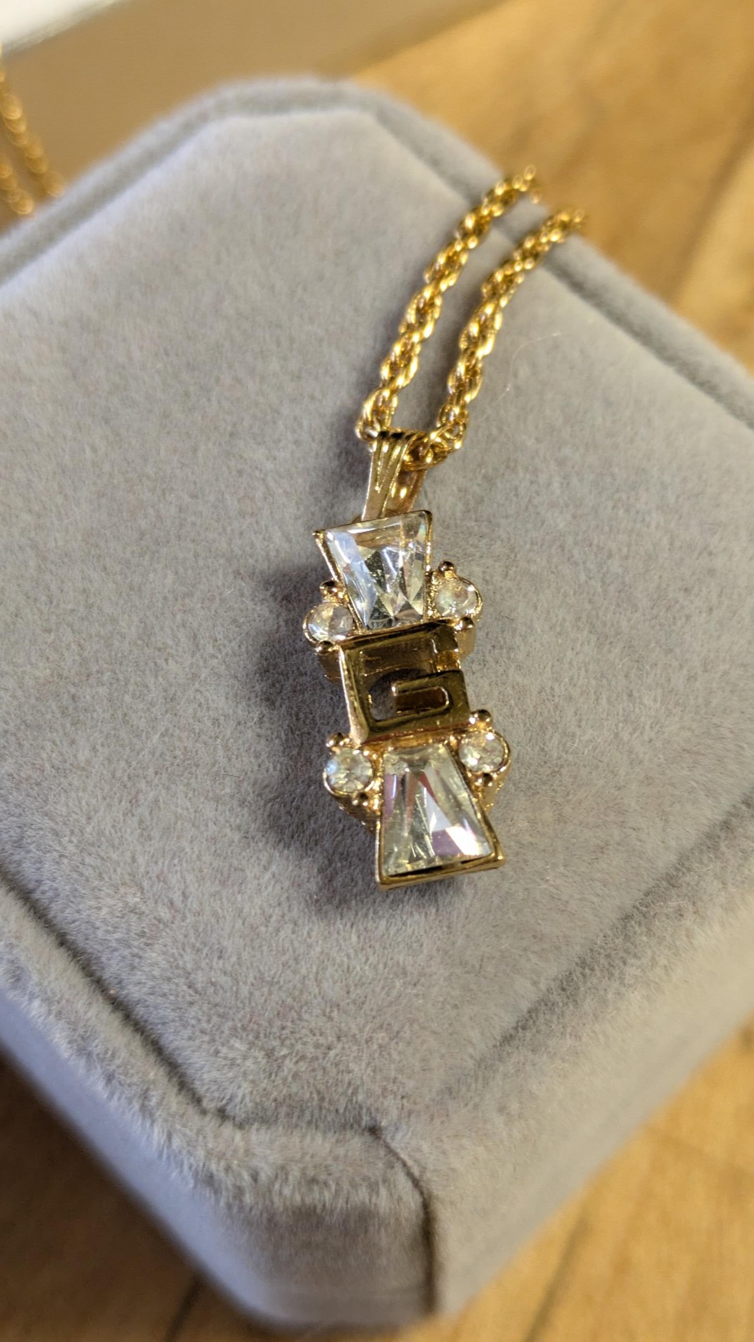Vintage Givenchy rhinestone gold necklace