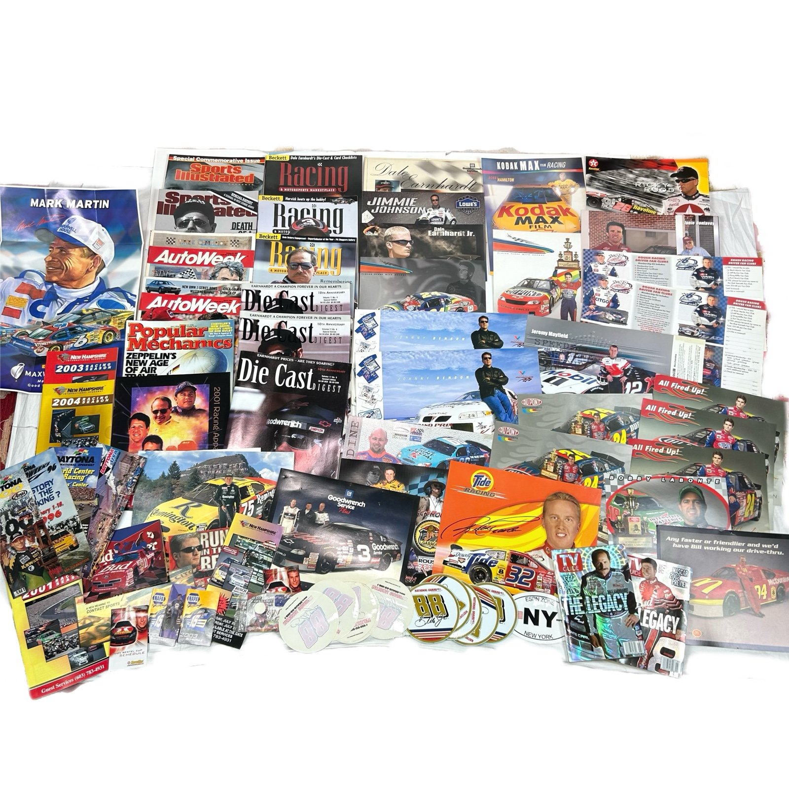 Lot 60+ Vintage NASCAR RACING Dale Earnhardt Jeff Gordon Magazines Posters Etc.