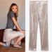 New Zara Cropped Sequin High Waist Pants Pale Pink Small 7901/470
