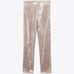 New Zara Cropped Sequin High Waist Pants Pale Pink Small 7901/470