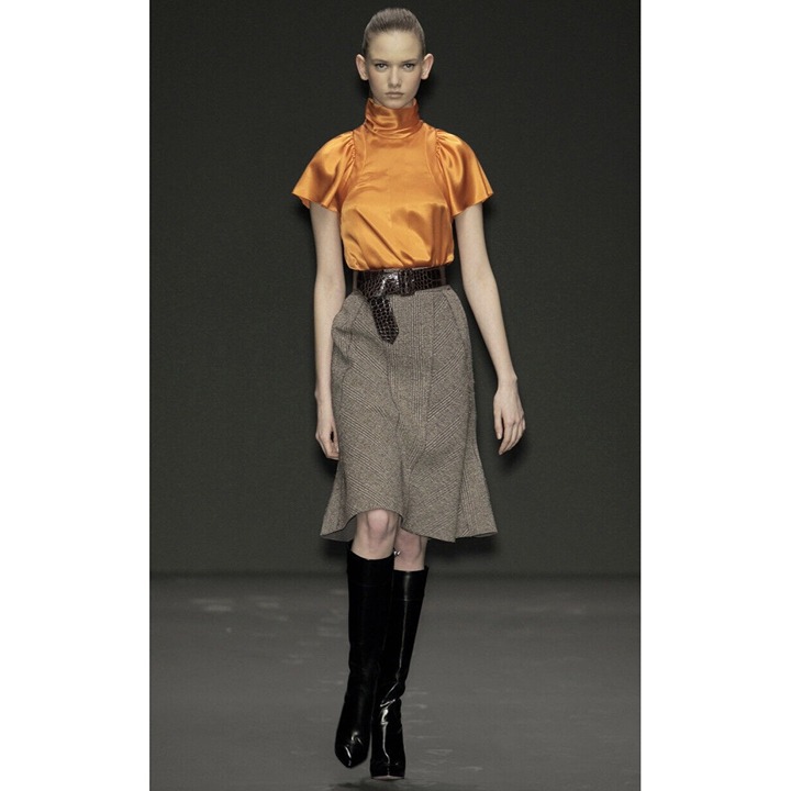 PRADA Vintage Fall RTW 2002 Runway 100% Crepe Silk Top Blouse Size US 2 IT 38