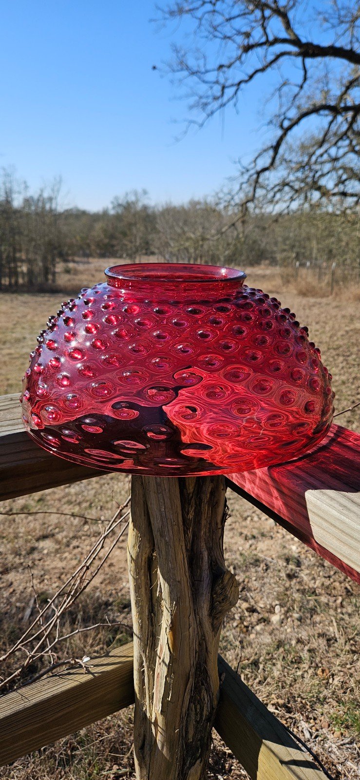 Antique Victorian Hobnail Glass Hanging/ Library Lamp Shade