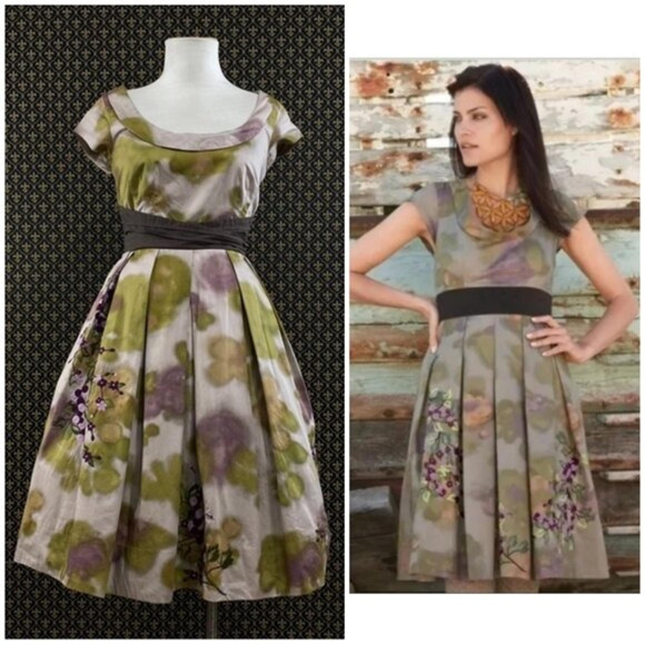 Anthropologie Floreat 2008 Travessia Dress Floral Embroidered Pinup Twee size 6