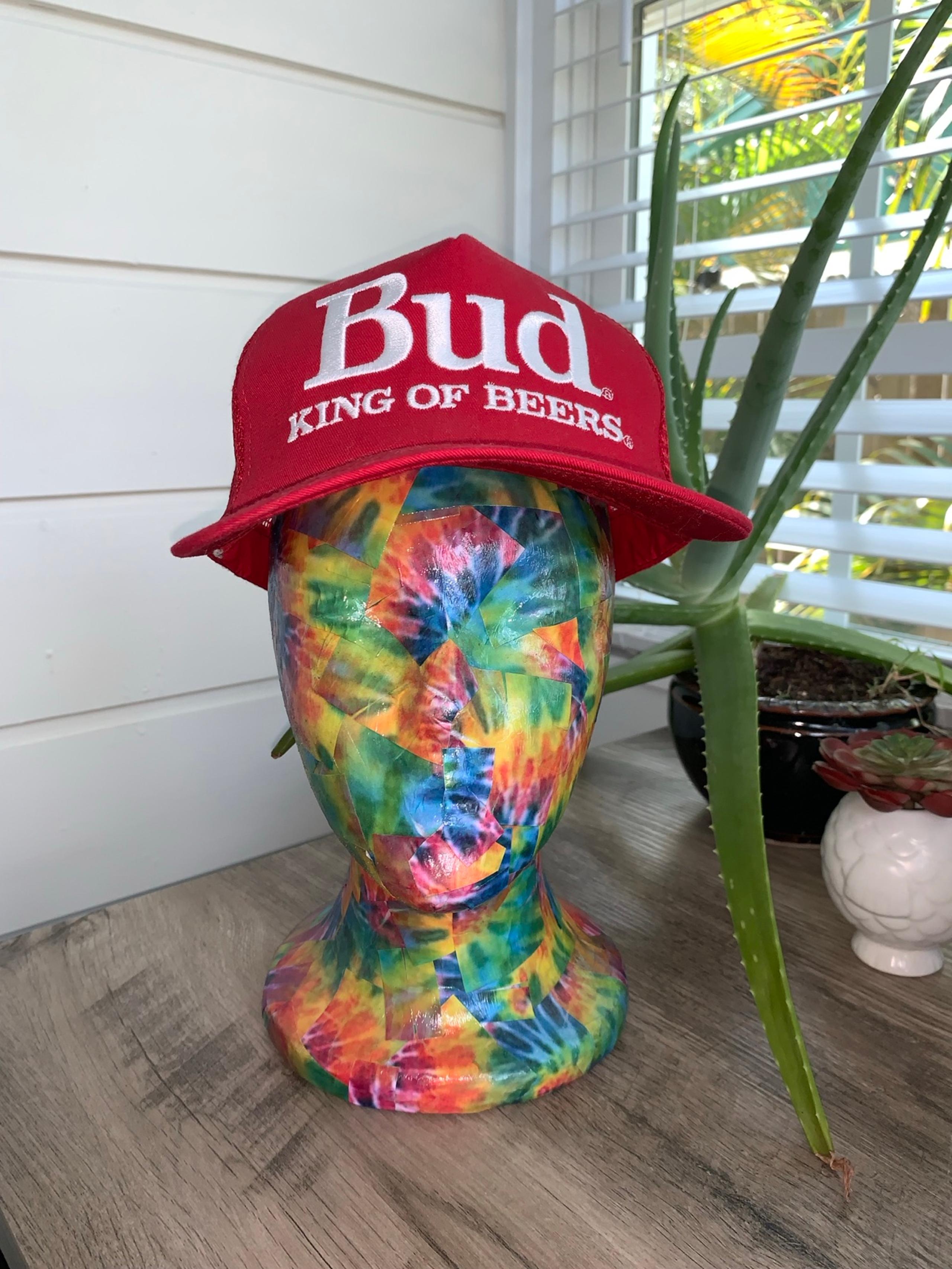 Vintage Budweiser King of Beers Trucker Snapback made in USA mesh foam hat retro